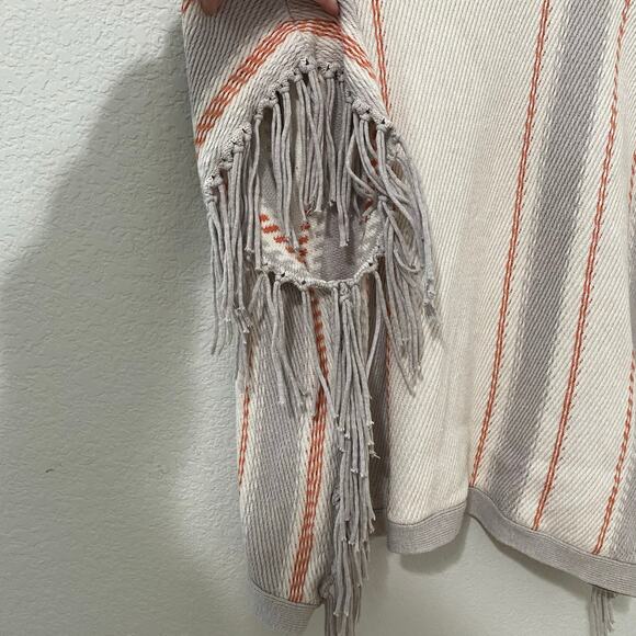 Margaret O'leary Cardigan Sweater Womens Size S/M Gray Striped Fringe - Picture 3 of 12